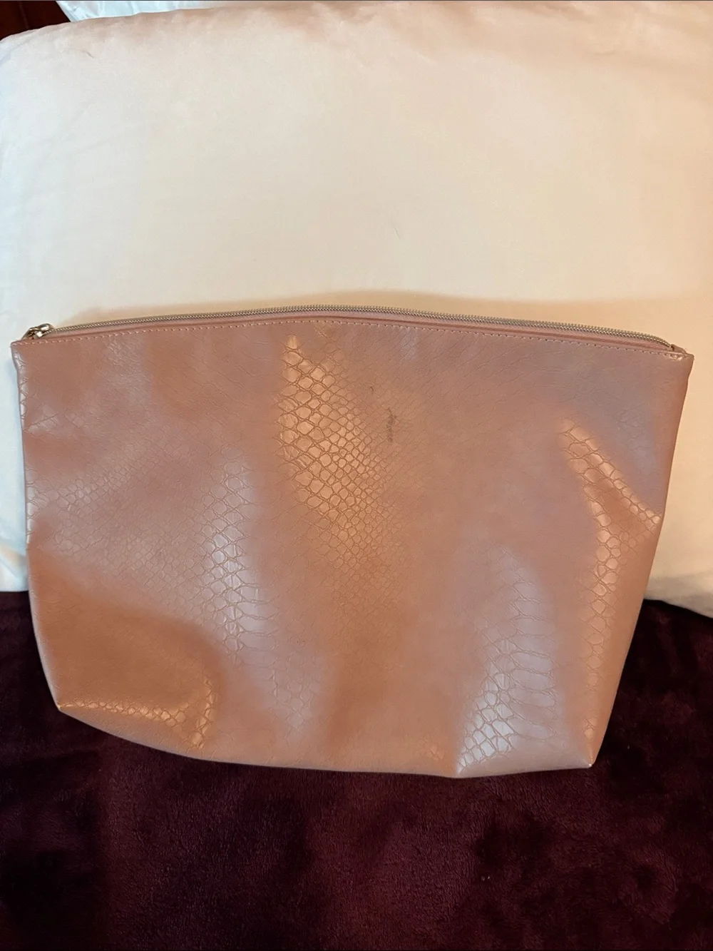 Pink Pleather Cosmetics Bag